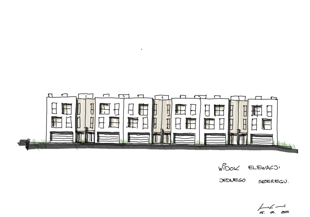 Szkic autorski - szereg domów